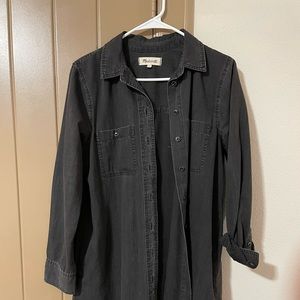 Madewell black denim shirt dress with pockets
